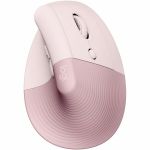 Logitech Lift Vertical Ergonomic Mouse  Wireless  Bluetooth or Logi Bolt USB receiver  Quiet clicks  4 buttons  Rose - Optical - Wireless - Bluetooth/Radio Frequency - Rose - USB - 4000