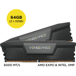Corsair CMK64GX5M2B6000Z30 VENGEANCE DDR5 64GB2x32GB Memory Kit 6000MT/s 30-36-36-76 AMD EXPO 1.4V Black