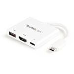 StarTech.com USB C Multiport Adapter with HDMI 4K & 1x USB 3.0 - PD - Mac & Windows - White USB Type C All in One Video Adapter - Expand the connectivity of your laptop or MacBook with