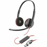 Poly Blackwire 3220 Stereo USB-C Headset + USB-C/A Adapter (Bulk) - Stereo - USB Type C  Mini-phone (3.5mm) - Wired - 32 Ohm - 20 Hz to 20 kHz - On-ear  Over-the-head - Binaural - Supra