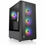 Thermaltake S200 Plus TG ARGB Mid Tower Chassis - Mid-tower - Black - Mesh  Tempered Glass - Mini ITX  Mini ATX  ATX Motherboard Supported - 6 x Fan(s) Supported - 2 x Internal 3.5in Ba