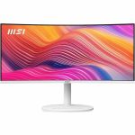 MSI Modern MD342CQPW 34in Class UW-QHD Curved Screen LCD Monitor - 21:9 - Black  White - 34in Viewable - Vertical Alignment (VA) - 3440 x 1440 - 1.07 Billion Colors - Adaptive Sync - 30