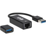 Eaton Tripp Lite Series USB-C  USB-A to RJ45 Gigabit Ethernet Network Adapter (2xM/F)  USB 3.2 Gen 1  Black - USB 3.0 Type A - 128 MB/s Data Transfer Rate - 1 Port(s) - 1 - Twisted Pair