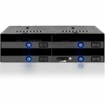 Icy Dock FlexiDOCK MB014SP-B R1 Drive Enclosure for 5.25in SATA/600  12Gb/s SAS - SATA Host Interface - Black - Hot Swappable Bays - 4 x HDD Supported - 4 x SSD Supported - 4 x Total Ba