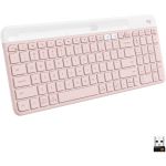 Logitech K585 Slim Multi-Device Wireless Keyboard - Wireless Connectivity - Bluetooth/RF - 2.40 GHz - ChromeOS - Notebook  Smartphone - PC  Mac - AAA Battery Size Supported - Rose