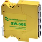 Brainboxes Industrial Compact Ethernet 5 Port Switch DIN Rail Mountable - 5 Ports - Fast Ethernet - 10/100Base-TX - 2 Layer Supported - Twisted Pair - Rail-mountable - Lifetime Limited