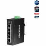 TRENDnet 5-Port Hardened Industrial Gigabit DIN-Rail Switch  TI-G50  10 Gbps  IP50 Rated  Ethernet Splitter  NDAA & TAA Compliant  DIN-Rail and Wall Mounts Included  Lifetime Protection