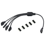 MC F04-RGB04-50 50cm 1 to 4 RGB Splitter Cable with 5 Male Pins Black