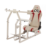 GTR GTAF-S-S105LBKRD Simulator GTA-F Model Majestic Black Frame with Adjustable Black Red Leatherette Racing Seat Racing Driving Gaming Simulator Cockpit Chair Silver