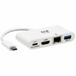 Eaton Tripp Lite Series USB-C Multiport Adapter - 4K HDMI  USB 3.x (5Gbps) Hub Port  GbE  60W PD Charging  HDCP  White - Docking Station for Notebook/Tablet PC/Desktop PC - 2 x USB Port