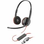 Poly Blackwire 3220 Stereo USB-C Black Headset + USB-C/A Adapter (Bulk) - Stereo - USB Type C  Mini-phone (3.5mm) - Wired - 32 Ohm - 20 Hz to 20 kHz - On-ear  Over-the-head - Binaural -