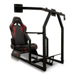 GTR GTAF-BLK-S105LBKRD Simulator GTA-F Model Majestic Black Frame with Adjustable Black Red Leatherette Racing Seat Racing Driving