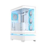 ASUS Prime AP304 White ARGB ATX PC Gaming Case Tempered Curved Glass; Four Built-in ARGB Fans; Supports Graphics Cards up to 420mm Long; 360mm-long Radiators White