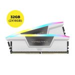 Corsair CMH32GX5M2B6000Z30W VENGEANCE RGB 32GB DDR5 Memory Kit 2x16GB 6000MT/s 30-36-36-76 Std PMIC AMD EXPO 1.4V White