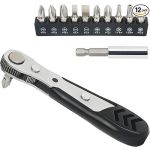 12 in 1 36-Teeth 1/4 inch Ratchet Screwdriver Set Black