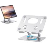 Aluminum Foldable Tablet Stand with 360 Degree Rotating Base Silver