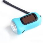 Solar LED Dynamo Keychain Light Blue