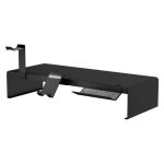 SilverStone MR03B Monitor Stand Riser with a Removable Phone Holder Headphone Holder and Storage Tray Black