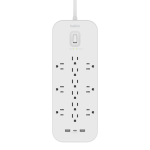 Belkin SRA007p12tt6 12 Outlet Surge Protector 6' Cable 12 AC Outlets 2x USB-A  1x USB-C port