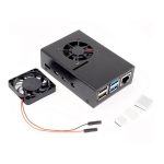 Micro Connectors RAS-PCS14-BK Aluminum Raspberry Pi 4 Model B Case with Fan Black