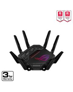 ASUS GT-BE98 PRO ROG Rapture Pro WirelessQuad-Band Multi-Gig Gaming Router Wi-Fi 7 (802.11be) 2.4/5/6GHz1x 10G WAN/LAN 1x 10G LAN 1x 2.5G WAN/LAN 3x 2.5G LAN 1x Gigabit