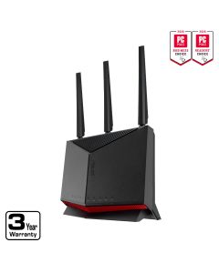 ASUS RT-BE86U Wi-Fi 7 Ethernet Wireless Router Dual Band - 2.40 GHz ISM Band - 5 GHz UNII Band - 4 x Antenna(1 x Internal/3 x External) 850MB/s Wireless Speed 3x Network Port 2x Broadband Port USB