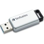 Verbatim 128GB Store 'n' Go Secure Pro USB 3.0 Flash Drive - 128 GB - USB 3.0 - Silver - 256-bit AES - Lifetime Warranty - 1 Each