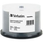 Verbatim CD-R 700MB 52X DataLifePlus White Inkjet Printable  Hub Printable - 50pk Spindle - Printable - Inkjet Printable