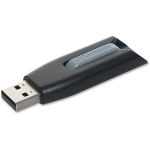 Verbatim 8GB Store 'n' Go V3 USB 3.0 Flash Drive - Gray - 8 GB USB 3.0 - Black/Gray - 1 Pack - Retractable
