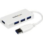 StarTech.com Portable 4 Port SuperSpeed Mini USB 3.0 Hub - White - USB - External - 4 USB Port(s) - 4 USB 3.0 Port(s)