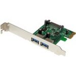 StarTech.com 2 Port PCI Express (PCIe) SuperSpeed USB 3.0 Card Adapter with UASP - SATA Power - PCI Express - Plug-in Card - 2 USB Port(s) - 2 USB 3.0 Port(s) - PC  Linux
