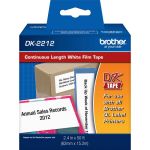 Brother DK2212 Continuous Length Film Tape 2.44in Width x 50 ft Length - Direct Thermal - White - 1 / Roll