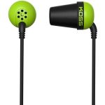 Koss Plug Earphone - Stereo - Green  Black - Mini-phone - Wired - 16 Ohm - 10 Hz 20 kHz - Earbud - Binaural - In-ear - 3.94 ft Cable