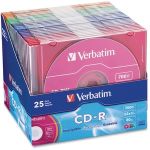 Verbatim CD-R 700MB 52X with Color Branded Surface - 25pk Slim Case  Assorted