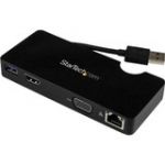 StarTech.com Travel Docking Station for Laptops - HDMI or VGA - USB 3.0 - Portable Universal Laptop Mini Dock - for Notebook - USB - 2 x USB Ports - 2 x USB 3.0 - Network (RJ-45) - Blac