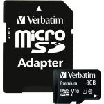 Verbatim 8GB Premium microSDHC Memory Card with Adapter  UHS-I Class 10 - Class 10 - 80MBps Read - 80MBps Write1 Pack