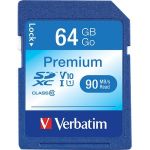 Verbatim 64GB Premium SDXC Memory Card  UHS-I Class 10 - Class 10/UHS-I (U1) - 90 MB/s Read1 Pack - 300x Memory Speed