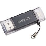Verbatim Store 'n' Go Dual USB 3.0 Flash Drive - 16 GB - USB 3.0  Lightning - Graphite - 1/Each