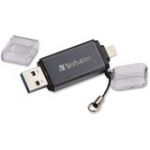 Verbatim Store 'n' Go Dual USB 3.0 Flash Drive - 32GB- Lightning  USB 3.0 - Graphite - 1/Each