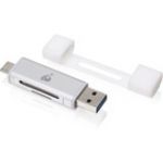 IOGEAR USB-C Duo Card Reader/Writer - 2-in-1 - SD  SDHC  SDXC  microSD  microSDHC  microSDXC  MultiMediaCard (MMC)  Reduced Size MultiMediaCard (MMC) - USB Type C  USB Type AExternal - 