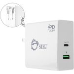 SIIG 65W USB-C PD Charger Power Delivery with QC3.0 Wall Charge - 65 W Output Power - 120 V AC  230 V AC Input Voltage - 3.6 V DC  6.5 V DC  5 V DC  9 V DC  12 V DC  15 V DC  20 V DC Ou