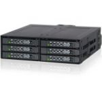 Icy Dock ToughArmor MB608SP-B Drive Enclosure for 5.25in 6Gb/s SAS  Serial ATA/600 - Serial ATA/600 Host Interface Internal - Black - 6 x HDD Supported - 6 x SSD Supported - 6 x 2.5in B