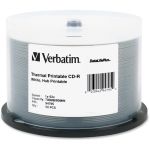 Verbatim CD-R 700MB 52X DataLifePlus White Thermal Printable  Hub Printable - 50pk Spindle - Printable - Thermal Printable