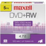 Maxell 634045 DVD+RW 4.7GB 4x RewritableRecordable Disc in Jewel Case Pack of 5