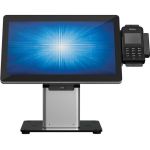 Elo Slim Desk Mount for Touchscreen Monitor  Cradle  Bar Code Reader  Fingerprint Reader  Webcam - Black  Silver - 22in Screen Support