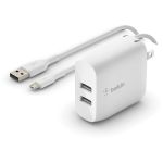 Belkin BoostCharge Dual USB-A Wall Charger 24W (USB-A to Micro-USB cable included) - Power Adapter - 1 Pack - 24 W - 4.80 A Output