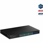 TRENDnet 28-Port Gigabit Web Smart PoE+ Switch with 24 Gigabit PoE+ Ports; TPE-30284; 4 x 10G SFP+ slots; 370W PoE power;VLAN; QoS; LACP; IPv4/IPv6 Static Routing - 28-Port Gigabit Web