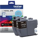 Brother LC401XL2PKS Original High Yield Inkjet Ink Cartridge - Black - 2 Pack - 500 Pages