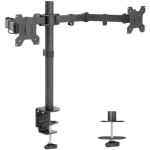 Amer 2XC Mounting Arm for Monitor - Black - 2 Display(s) Supported - 13in to 27in Screen Support - 22.05 lb Load Capacity - 75 x 75  100 x 100 VESA Standard