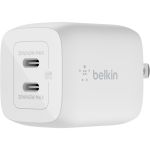 Belkin WCH011DQWH BoostCharge Pro Dual USB-C GaN  Wall Charger with PPS 45W